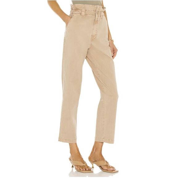 Mother The Yoyo Ruffle Greaser Ankle Tan Khaki Pants Paper Bag Waist Size 34 - Picture 16 of 16